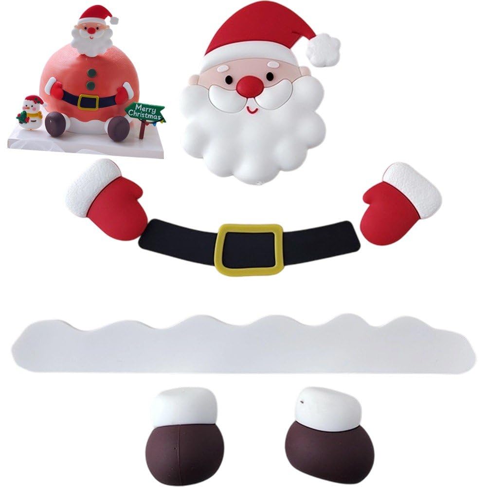 Hrippy Style 1 7Pcs Santa Claus Merry Christmas Cake Toppers Cartoon Xmas Party Cupcake Topper For Christmas Cake Decorations Insert Birthday