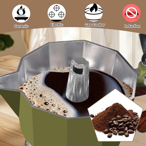 Image of Aluminum 9 Cup 450ml Moka Pot Express Coffee Maker Stovetop Espresso Colorful Coffeemaker Italian Classic Style Brewing Greca Cafe Mocha Machine for Cafeteras Lover Camping Travel and Home Use 15oz
