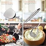 Stainless Steel Kitchen Utensils Set 18 10 Stainless Steel Cooking Utensils Set - 12 PCS Large Metal Cooking Utensil Tools Set - Image 3