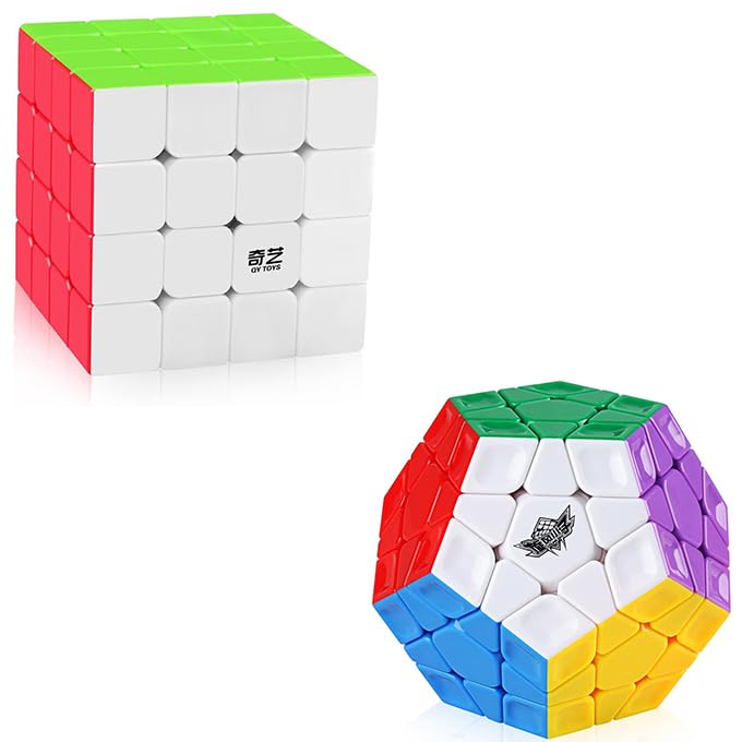 D-FantiX QYTOYS Qiyuan S 4x4 Speed Cube & Cyclone Boys 3x3 Megaminx Stickerless Speed Cube