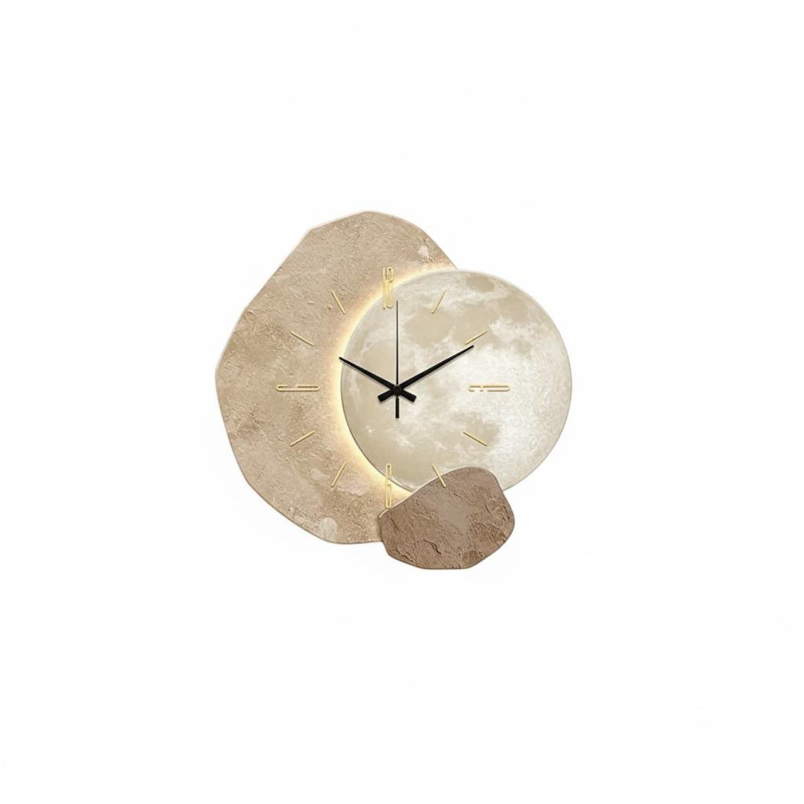 Silent Movement Modern Decorative Timepiece Energy Efficient Irregular Shape Clock 3D Decorative Clock for Living Room, Bedroom, Office, 30CM, USB Moon-image-48