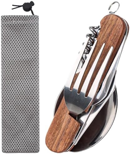 Couverts Camping - V GEBY - Pliants En Acier Inoxydable - Antirouille - Sac De Rangement