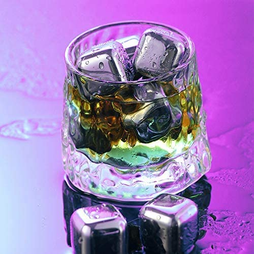 Stainless Steel Whiskey Stones – 8-Pack Reusable Ice Cubes With Tongs & Tray, Chill Drinks Without Diluting