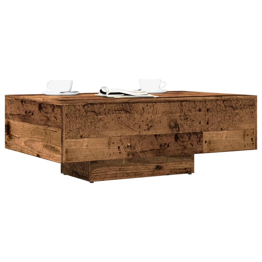 SXZenSpace Small Coffee Table Old Wood 85 x 55 31 cm Engineered with Metal Legs Modern Side Storage Shelf for Living Room Bedroom and Office