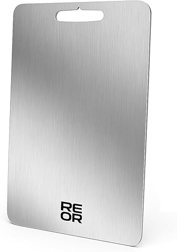 Hoja fina de acero inoxidable para tabla de cortar, resistente al olor, higiénica y apta para lavavajillas, superficie de preparación de acero plano