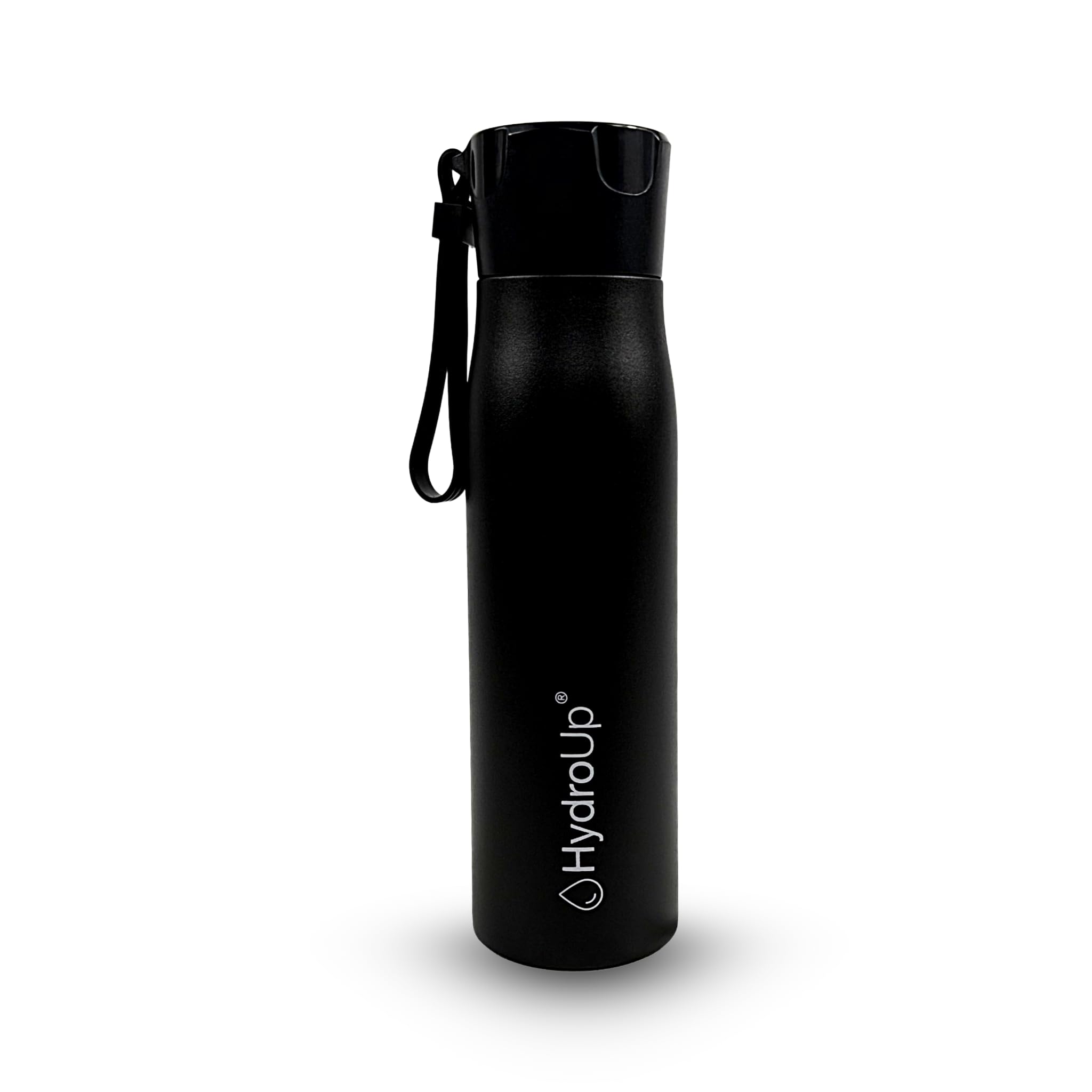 Botella autolimpiante con tapa inteligente para pantalla de temperatura y recordatorio de bebidas, de acero inoxidable de alta calidad (negro, 500 ml)