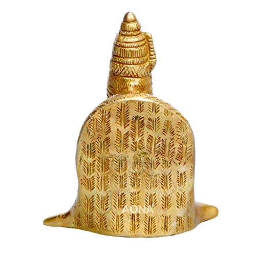 Image of AONA Goddess Tulja Bhavani Idol Handicraft Solid Brass Gold Height 4.2 Inches