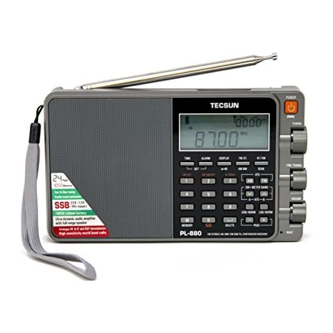 Tecsun PL880 Portable Digital PLL Dual Conversion AM/FM, Longwave & Shortwave Radio with SSB (Single Side Band) Reception, Color Silver Cover