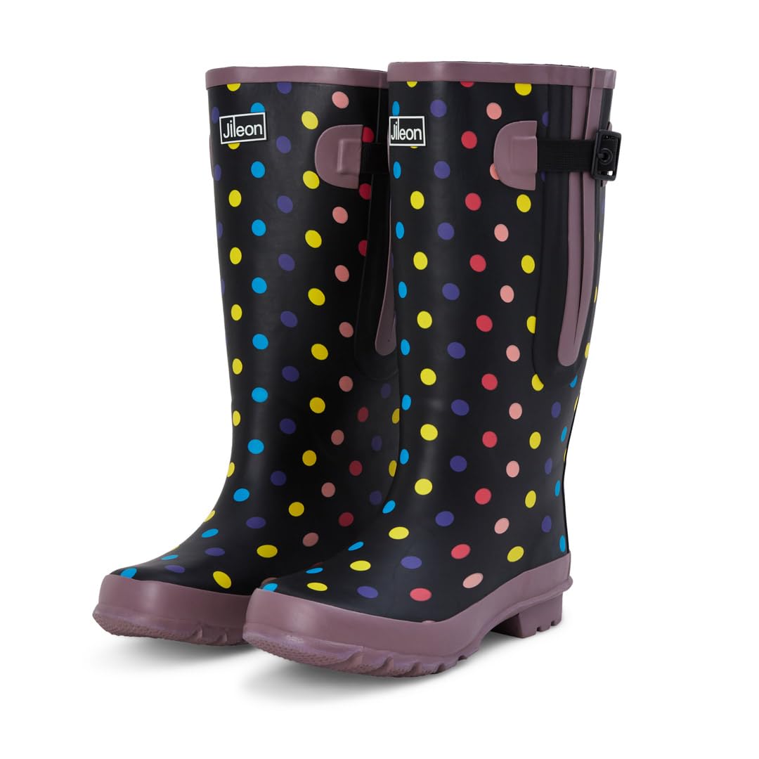 Jileon Extra Wide Calf Rain Boots - Ideal for Wide Feet, Ankles & Calves - Fit 16 to 23” Calves - Durable & Waterproof