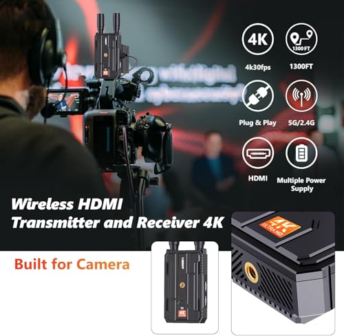 Image of Wireless HDMI Transmitter and Receiver,400M /1300FT Los Range 4K Wireless HDMI Extender with 0.1S Latency,5G Wireless Video Transmission System for Streaming from DSLR /PC /Laptop to TV EPL-WL097P
