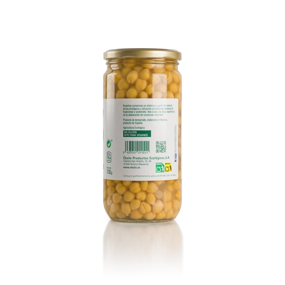 Ekolo Garbanzos Al Natural Bio, 6 Tarros, 700g 4200g