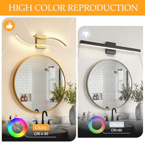 Image of KARTOOSH Hardwired LED Vanity Lights for Bathroom | 2 Pack 23.6 Inch, 3CCT Dimmable, Waterproof, Rustproof, Bathroom Light Fixtures Over Mirror