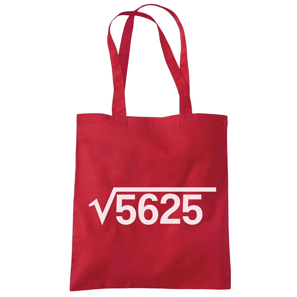 HotScamp 75th Birthday Square Root - Tote Shopping Bag - 75 Year Olds One size red