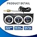 MH 2inch 52mm Triple Gauge Set, Oil Pressure Gauge Water Temp Temperature Ammeter AMP Car Auto 3 Gauges Cluster Set kit