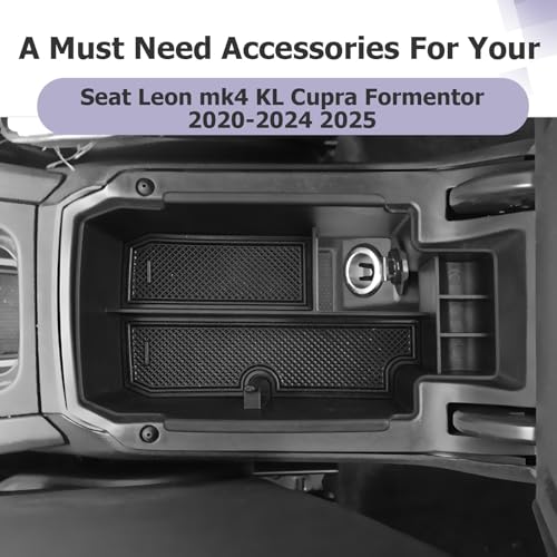 LUWU Kompatibel mit Seat Leon MK4 / Cupra Formentor 2020-2025 2026 Mittelkonsole Aufbewahrungsbox Seat Leon 4 KL ST FR Formentor VZ Facelift Armlehne Organizer Tray Handschuhfach Zubehör