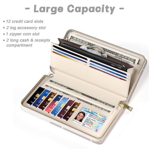 Image of Aiawoxc Womens Wallet, RFID Wristlet Wallets for Women, Ladies Clutch Purses, Large Travel Card Holder with Phone Holder | RFID
