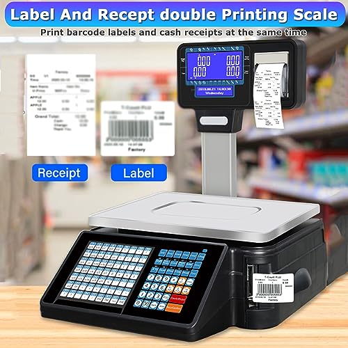 Báscula digital con impresora térmica y doble pantalla LCD miniatura 3