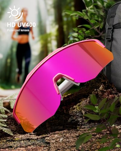 Image of Polarized Sports Sunglasses for Men Women, UV400 Protection Mens Sunglasses Wrap Around Sun Glasses for Cycling Running