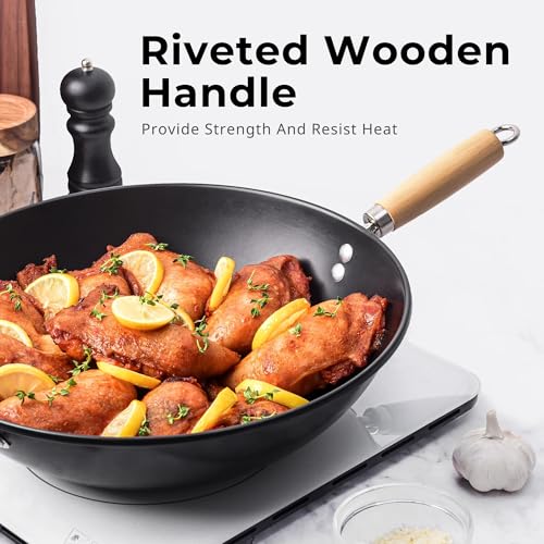 Wok de acero al carbono antiadherente 13.75 pulgadas miniatura 6