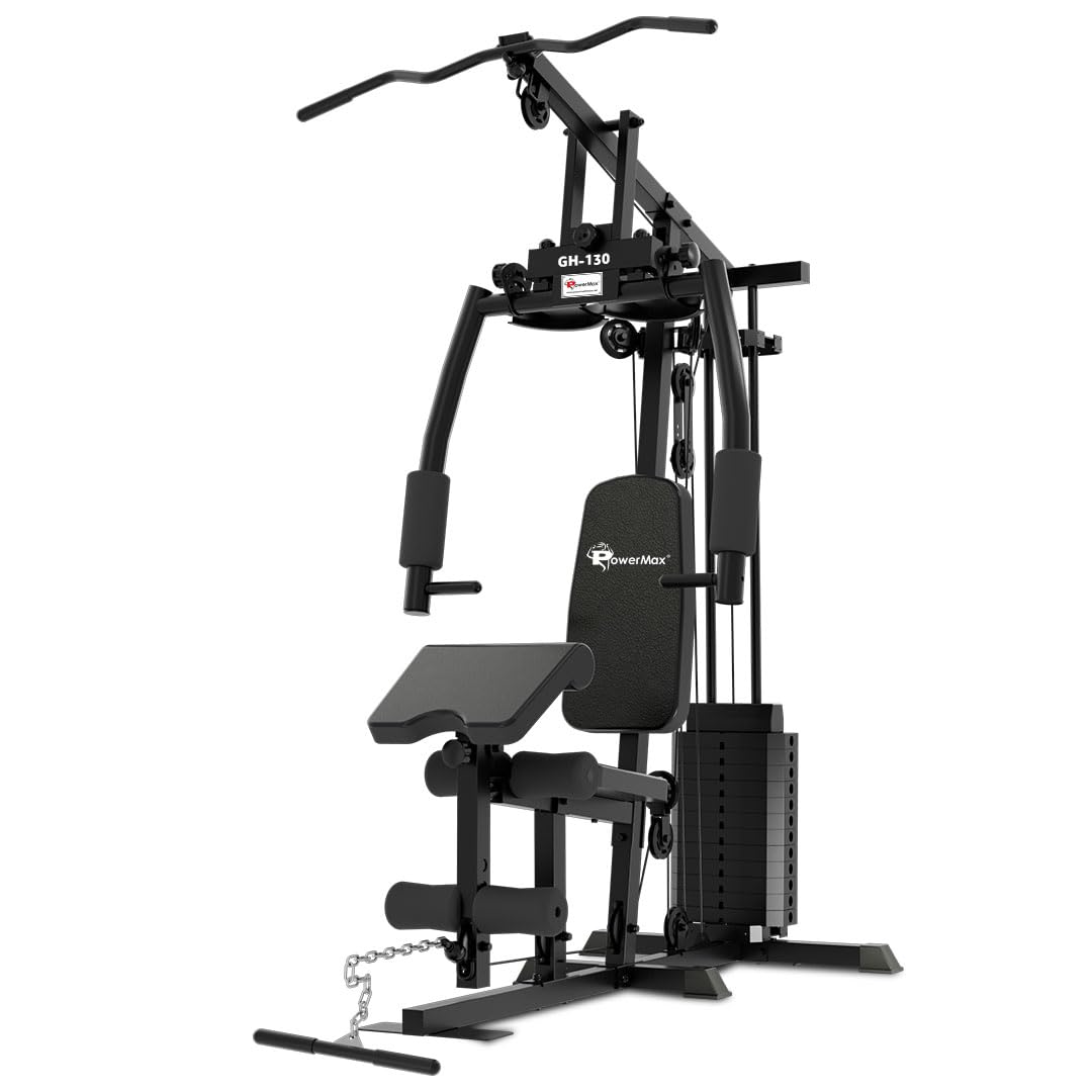 PowerMax Fitness GH-130 Multifunction Home Gym Workout Machine | Weight 61 kgs/135LBS | Adjustable Weight | Arm Pad | Breathable Back Cushion | Compact Design Multi-station gym | Home fitness system-image-38