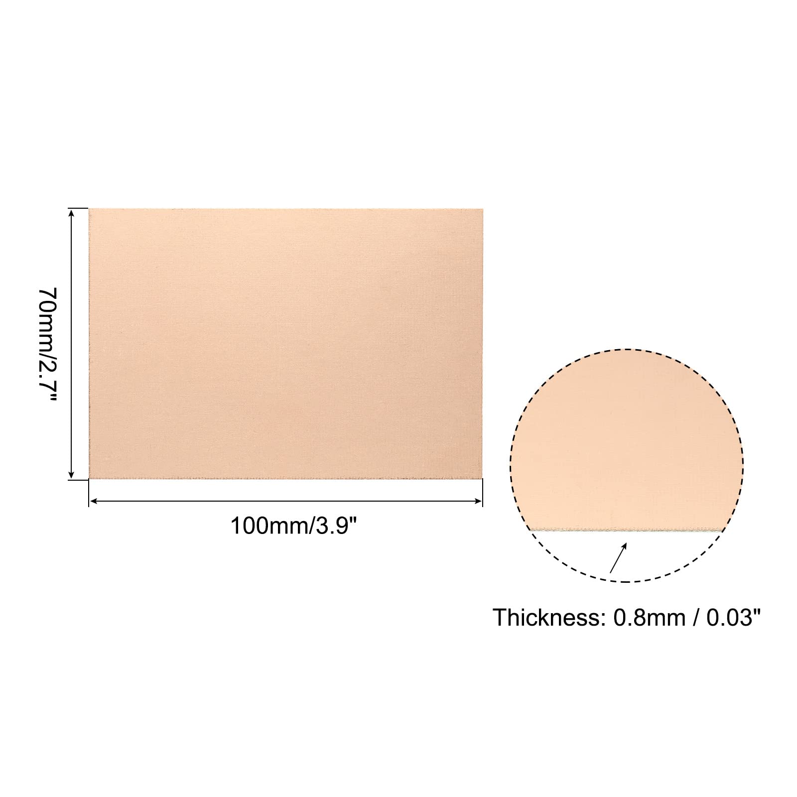 PATIKIL FR4 Côté Unique Cuivre Plaqué, 5 Paquet 100 x 70 x 0.8mm PCB Stratifié Carte Circuit Imprimé