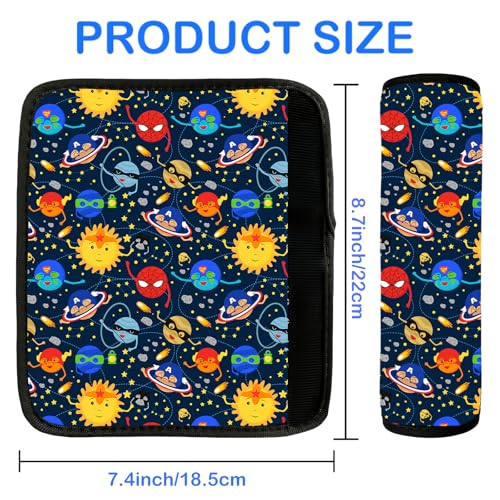 Image of Seat Belt Cover for Kids, Seat Belt Pad for Boys Girls, Car Seat Straps Shoulder Pads for Kids, Kid's Seat Belt Cushion, Shoulder Strap Pad, 1 Piece (Hero Planet)