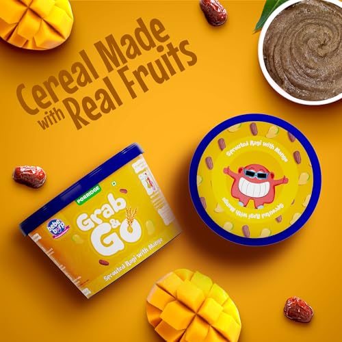 Image of Bebe Burp Travel Pack Grab & Go | Sprouted Ragi with Mango | No Preservatives No Salt | Lightly Sweetened with Date Powder | Made with Ragi, 30gm each (Pack of 4)| 120gms
