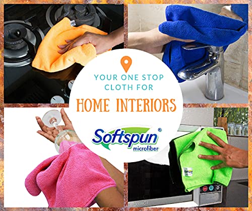 Image of SOFTSPUN Microfiber Cleaning Cloths, 50x50cms 4 pcs Towel Set 340 GSM Purple! Highly Absorbent Lint and Streak Free Multi-Purpose Wash Cloth for Kitchen Car Window Stainless Steel Silverware.