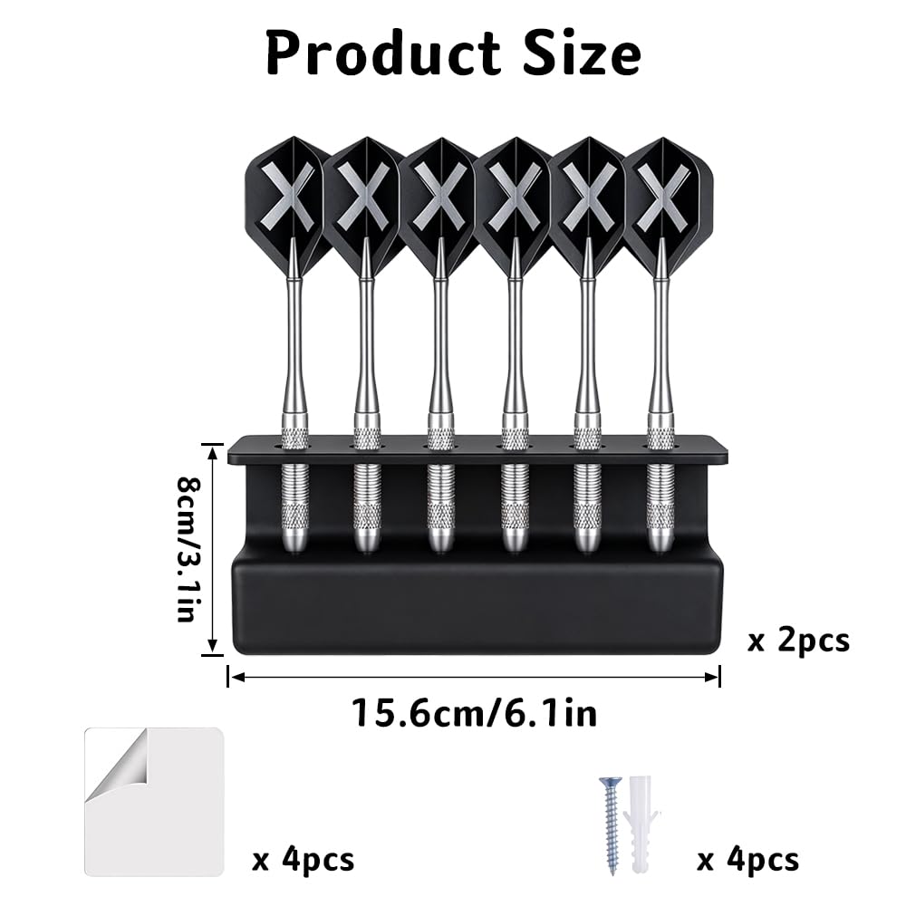 GSCRE Lot de 2 supports muraux pour fléchettes - Support mural pour 12 fléchettes - En acrylique - Rangement mural - Léger et stable - Écran moderne pour la maison - 3