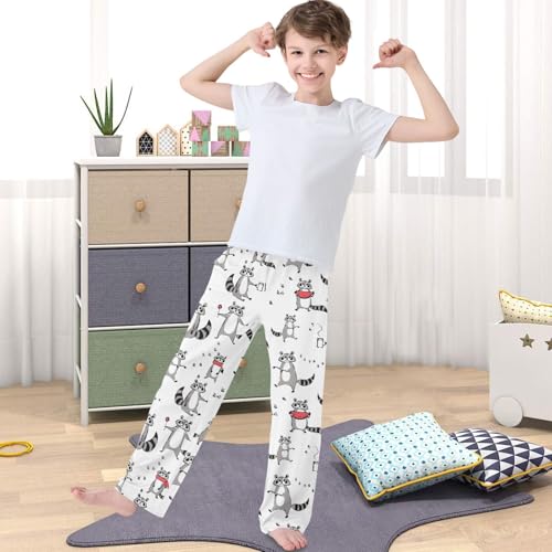 Boy's Pants Racoon Fruits Jogger Pants Elastic Waist Long Bottoms Trousers with Pockets 6-14 Years4