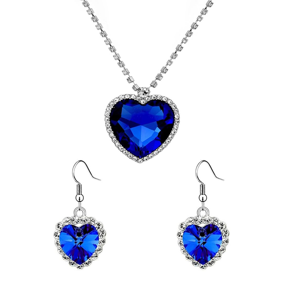 Yellow Chimes Pendant Set for Women and Girls | Blue and White Crystal Stone Pendant Set | Heart Designed Pendant and Earrings Birthday Gift for Girls and Women Anniversary Gift for Wife (B0CBRV8MGK) Amazon Price History, Amazon Price Tracker
