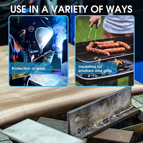 Yeswelder Heavy Duty Fiberglass Welding Blanket，4 X 6Ft Fireproof Insulation Blanket，1/3”(8Mm) Thickened Weld Cover With Grommets，Thermal Resistant Insulation Welding Curtain Mat Grill #TOP5