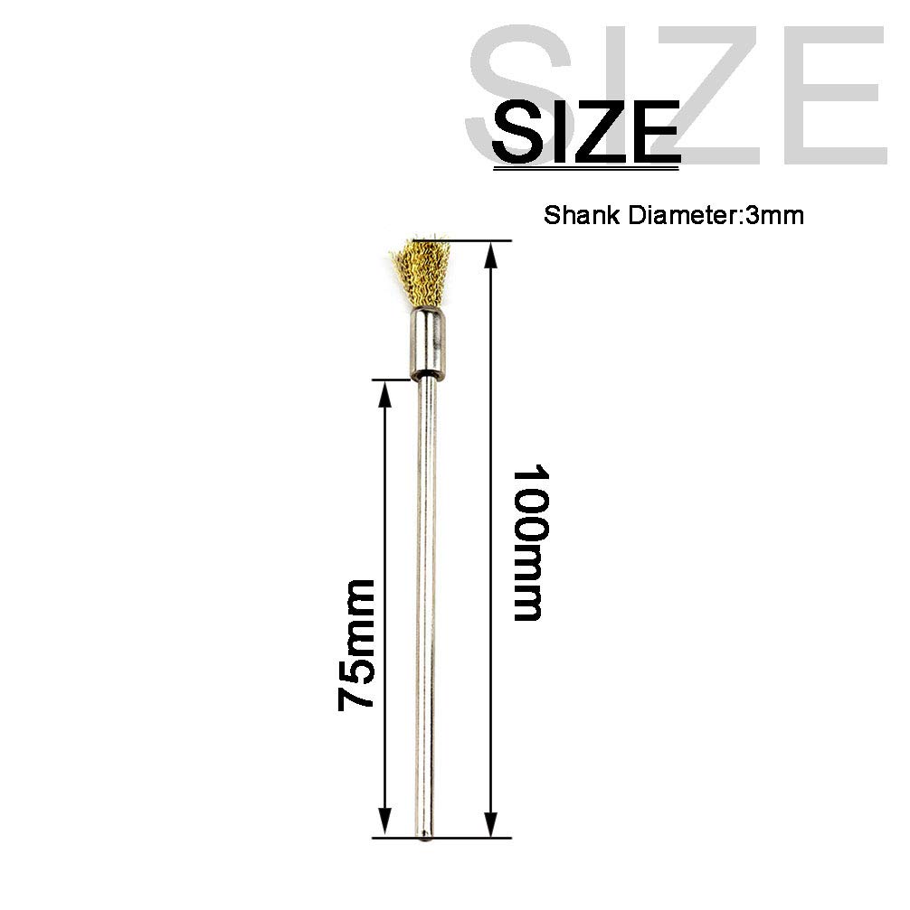10 cepillos extendidos de alambre de latón puro de 8 mm con vástago de 1/8 pulgadas para herramientas rotativas de pulido y accesorios