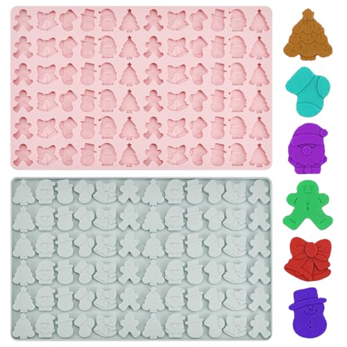Hekobag 2 Pezzi Stampi Cioccolatini Natale, Stampi Per Cioccolatini Natalizi In Silicone Stampo Albero Di Natale Per Cioccolato Stampo Babbo Natale Ci