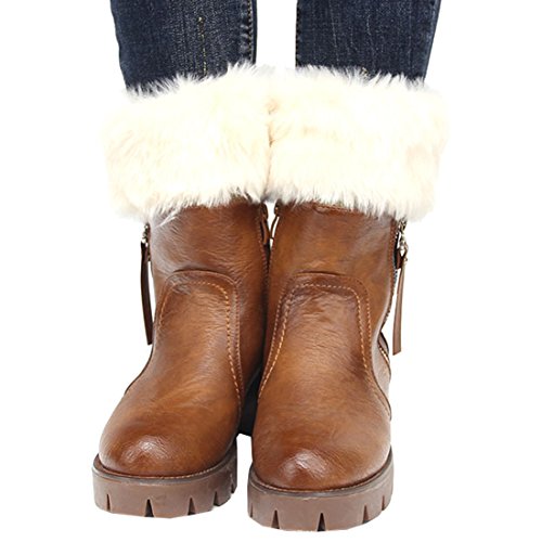Image of Womens Fur Trim Boot Cuff Top Cover Leg Warmers