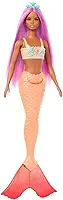 Boneca Barbie Sereia Cabelo Roxo Mattel. Look lilás com cauda brilhante e tiara de concha para brincar no fundo do mar. Para crianças a partir dos 3 anos.