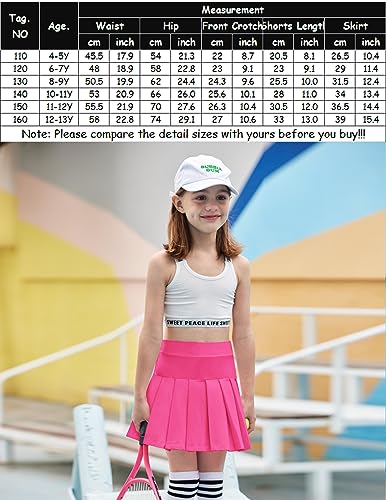 Image of Arshiner Girls Tennis Skirt with Shorts Pockets Athletic Pleated Golf Skort | Girls School Uniform Skirt, Sport, Performance, Running, Workout, Cheer, High Waisted, 4-13 Years