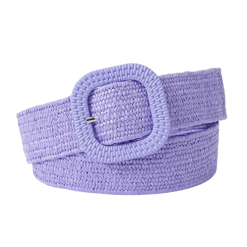 Color Square Buckle PP Grass Braided Belt for Women | Versatile Waist Belt for Dress-picture-56