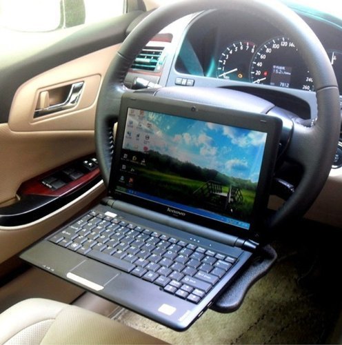E-Bro Black Portable Car Laptop Desk and Steering Wheel Tray Multi Tray/Stand Work