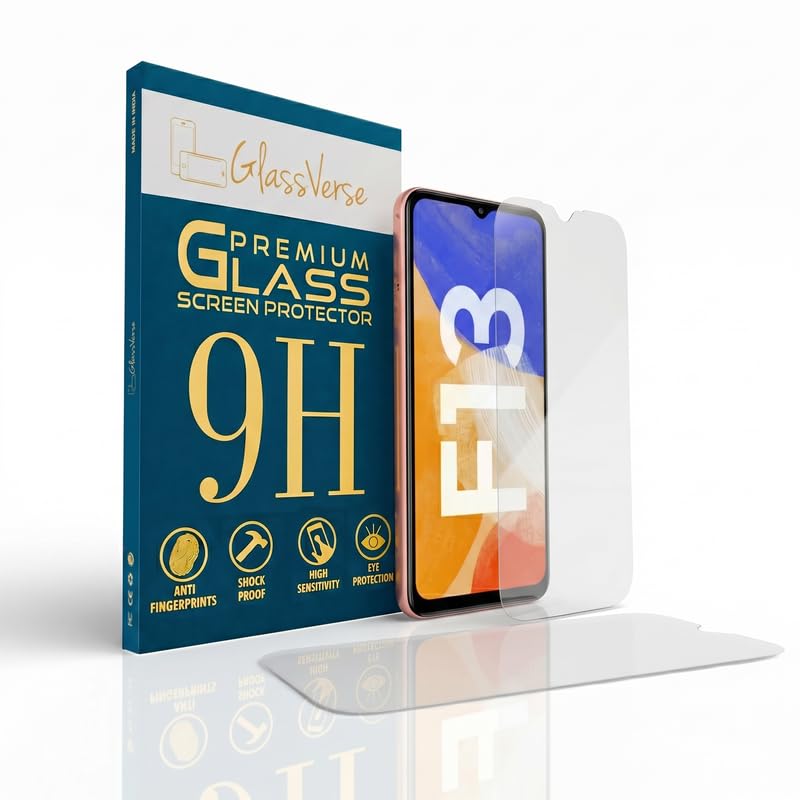 Image of GlassVerse PureView Tempered Glass for Samsung Galaxy F13 | Crystal Clear, 9H Hardness Screen Protector, Edge to Edge, Case Friendly, Hassle-less Installation Kit Included. (Pack of 2)