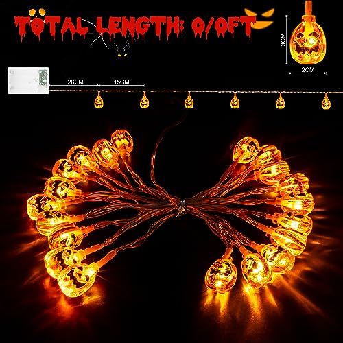Liyade Calabaza Decoracion Halloween, 20 LED 3.3M Halloween Guirnalda Luces de Calabaza a Batería, Luces de Cadena Calabaza para Decoración de Interiores y Exteriores, Fiesta de Halloween