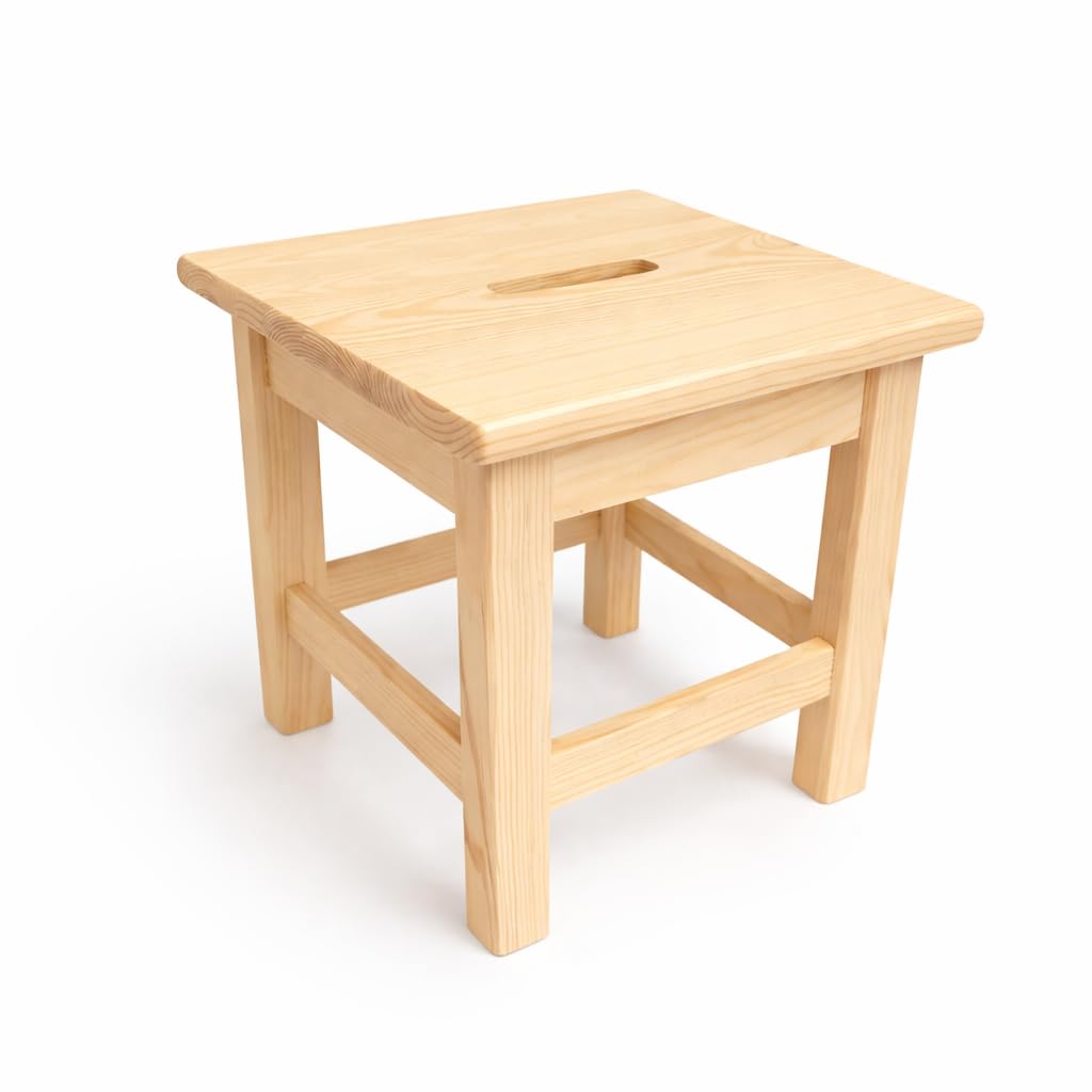 Jawor Holzhocker aus FSC-zertifiziertem Kiefernholz – Stabiler Holz Hocker für Küche und Wohnzimmer, 30x30x32 cm | Stabiler Holz Hocker, Für Küche und Wohnzimmer