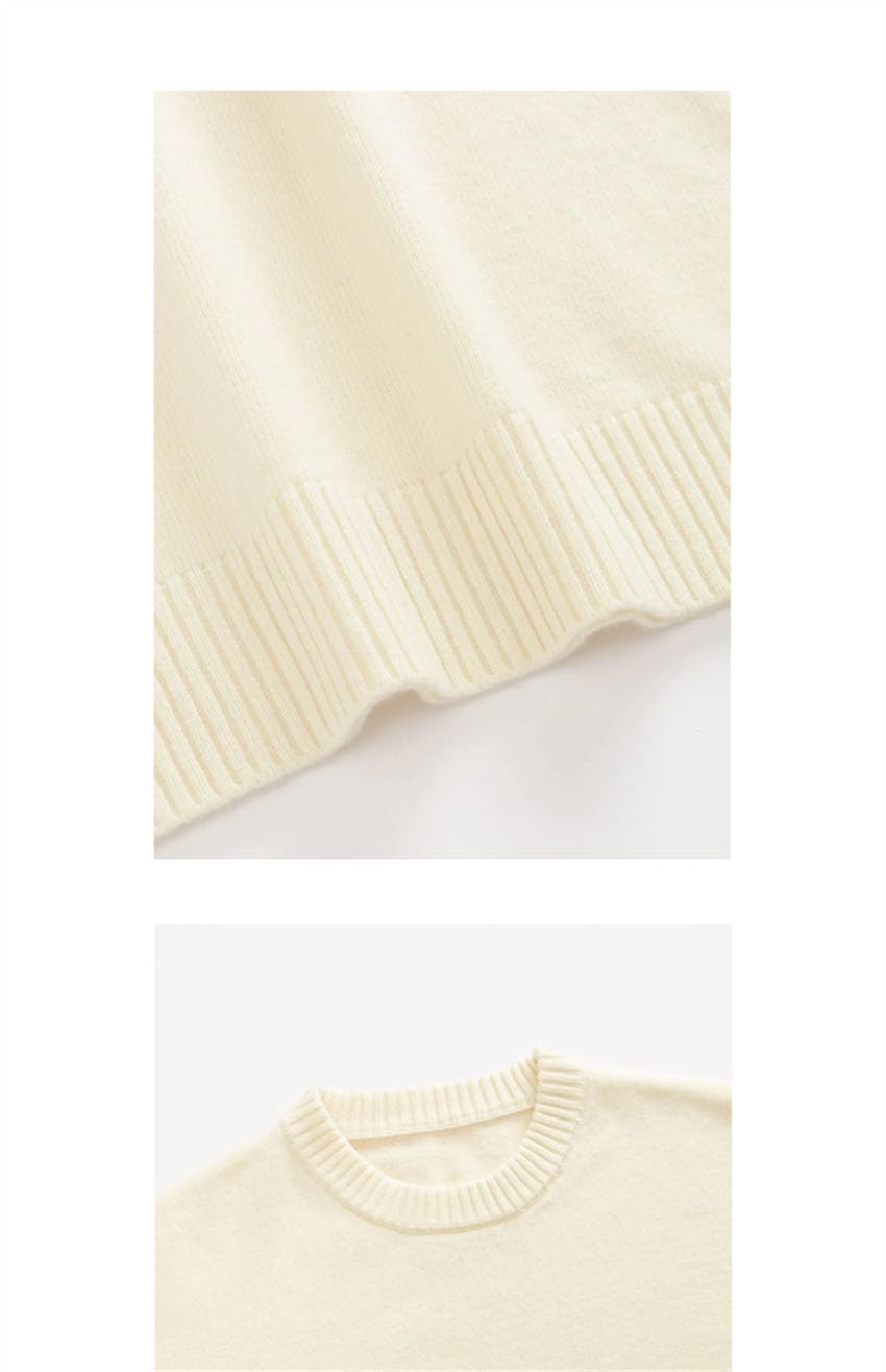 Dninmim Maglione da donna in lana, versatile, vestibilità ampia, girocollo, collo alto