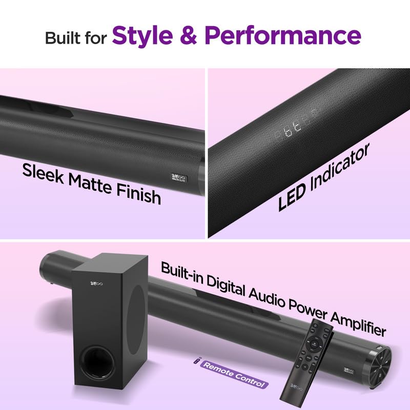 Image of Walta Elite BRIO-1250 2.1 Home Theatre - Black, 160W Soundbar with Subwoofer, Bluetooth, 3 EQ Modes, HDMI ARC, USB, Optical, AUX, Stereo Audio System for TV