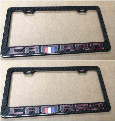 2Pcs Carbon Fiber Sport License Plate Frame Cover Holder for Chevy Camaro-Stainless Steel