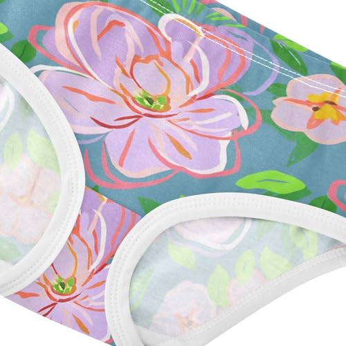 Cotton Toddler Underwear Custom Flowers Pastel Pink Light Purple Cute Panties Girl Artistic Kids Undies Briefs 2t4