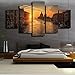 Produktbild qinhome Wohnzimmer Wandkunst Malerei Modulare Bilder Gerahmte 5 Stück/Stücke Wasser Stadt Dämmerung Landschaft Wohnkultur HD Gedruckt Moderne Leinwand