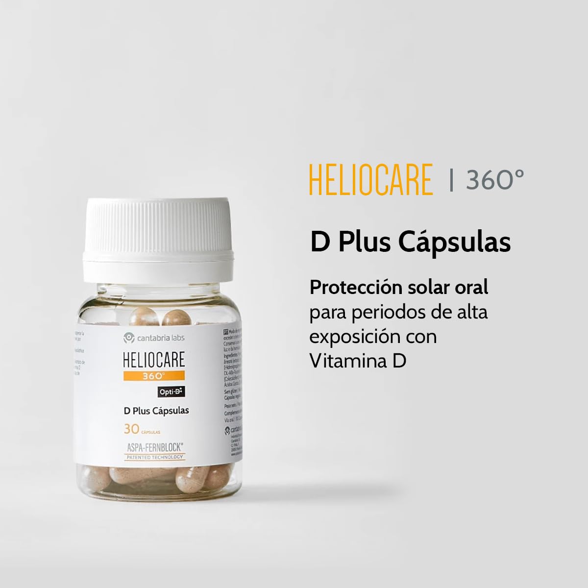 Cantabria Labs - Heliocare 360° D Plus Cápsulas - Protección Solar Oral - 30 Cápsulas - Vitamina D - Para Pieles Muy Claras y Sensibles