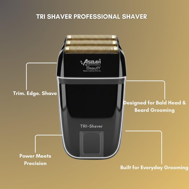 Image of ASBAH Tri Shaver Professional Shaver- Triple Shaving Heads, Ideal for Balding, Type-C Charging, Lithium-Iron Battery, Cordless Grooming Tool - 1 Year Warranty & Lifetime Repairs
