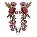 Ximkee 1 Pair Rose Sew Iron on Applique Embroidered Patches-Red